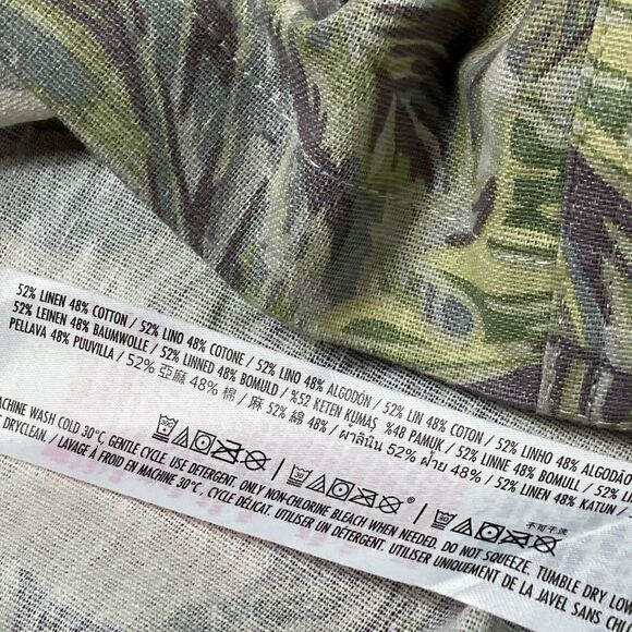 Disney World Mens XL Green Linen Blend Leaf Button Up Shirt Spirit Jersey Parks - Picture 12 of 15